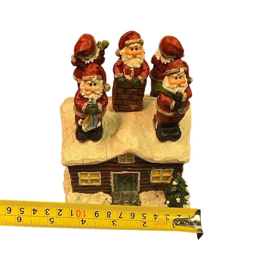 Christmas Santa Spreader Set with Cabin Display Base 5 Piece Holiday Decor